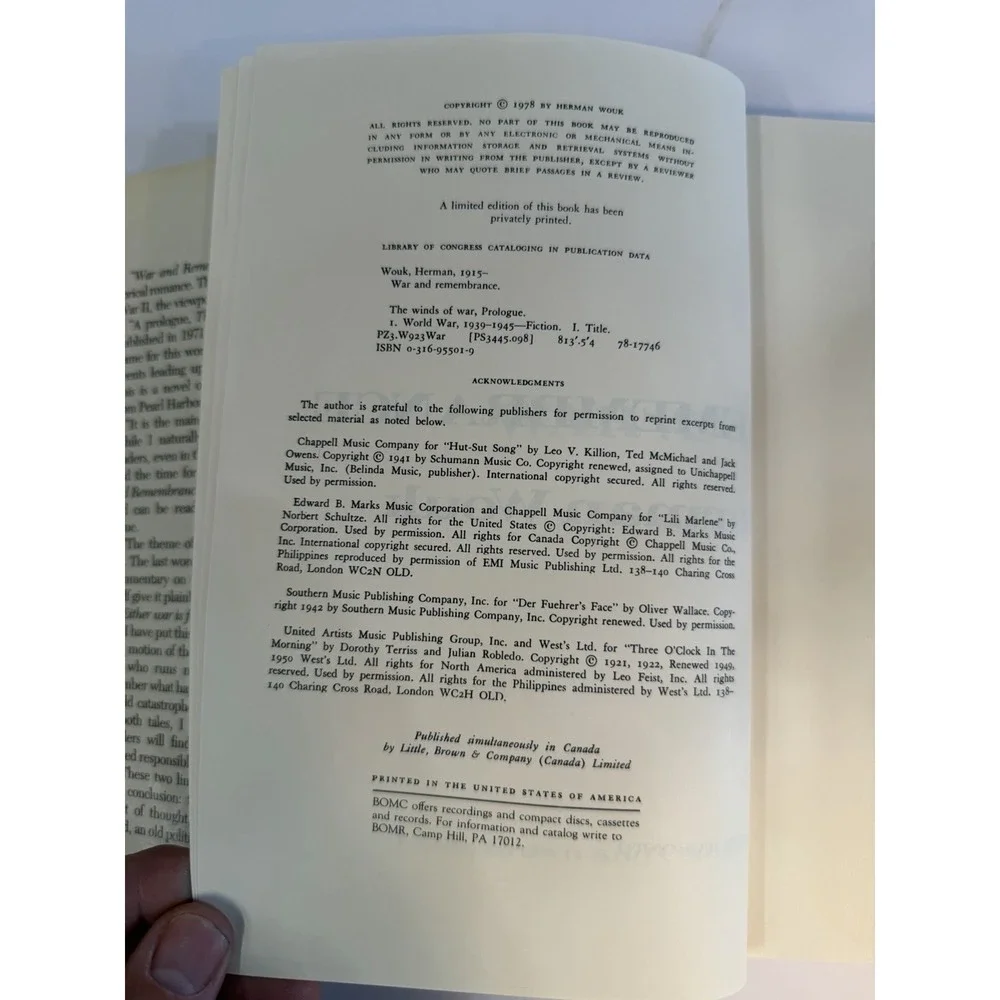 Herman Wouk War and Remembrance 1978 First Edition Little Brown‎ Dust Jacket